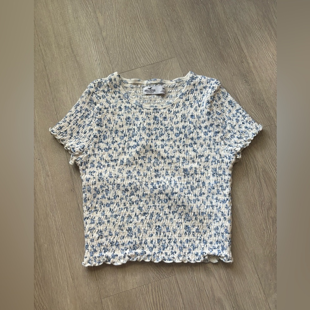Hollister Blue and White Crop Top